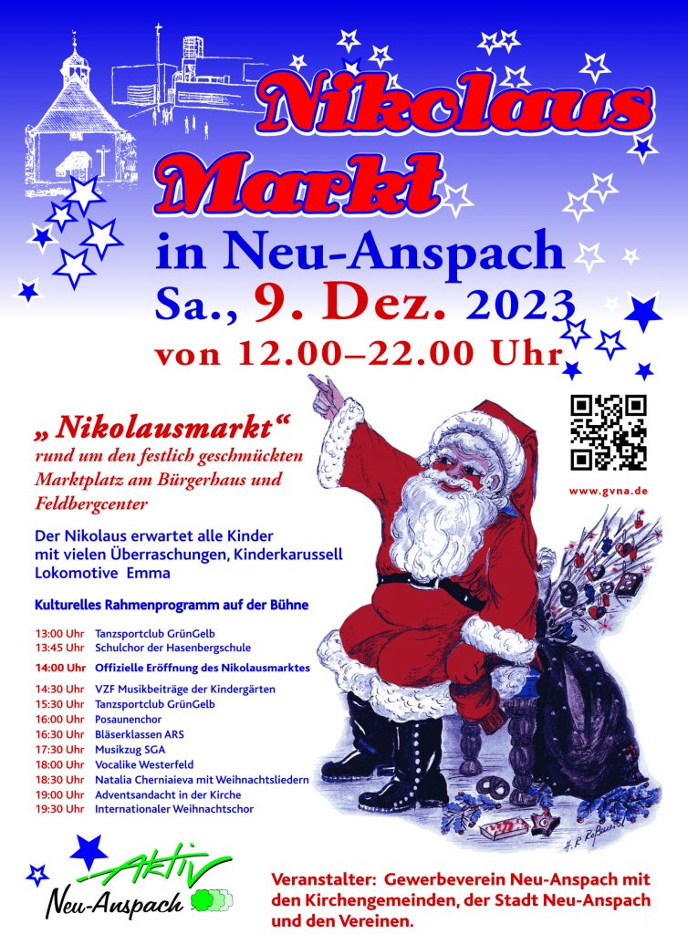 Plakat Nikolausmarkt in Neu-Anspach am 9. Dezember 2023