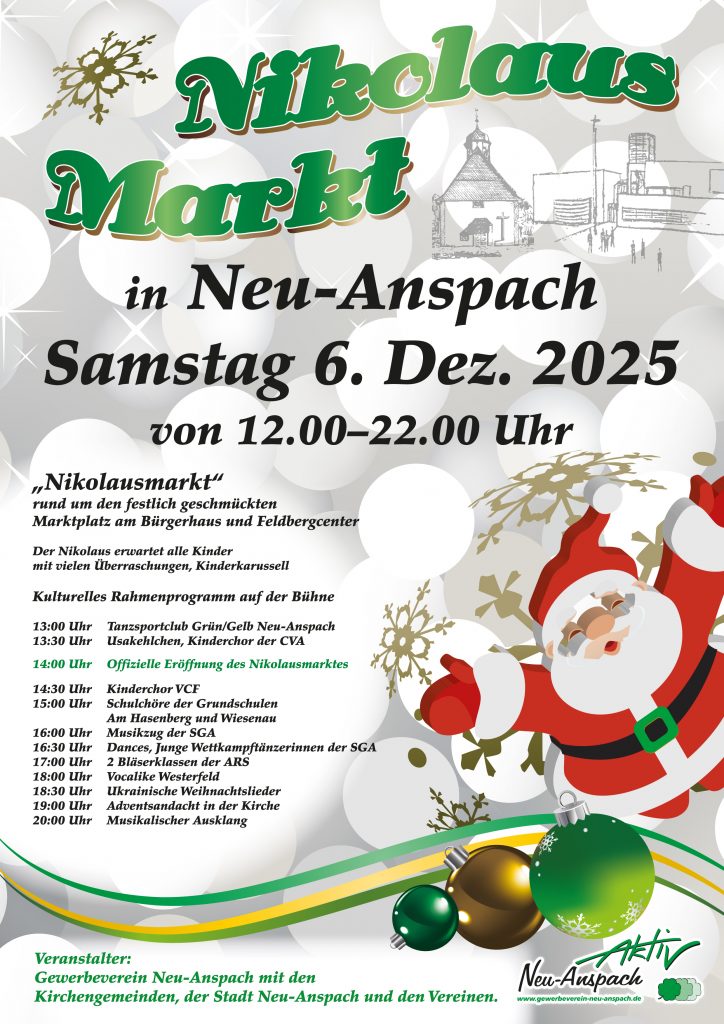 Nikolausmarkt in Neu-Anspach am Samstag, 6. Dezember 2025