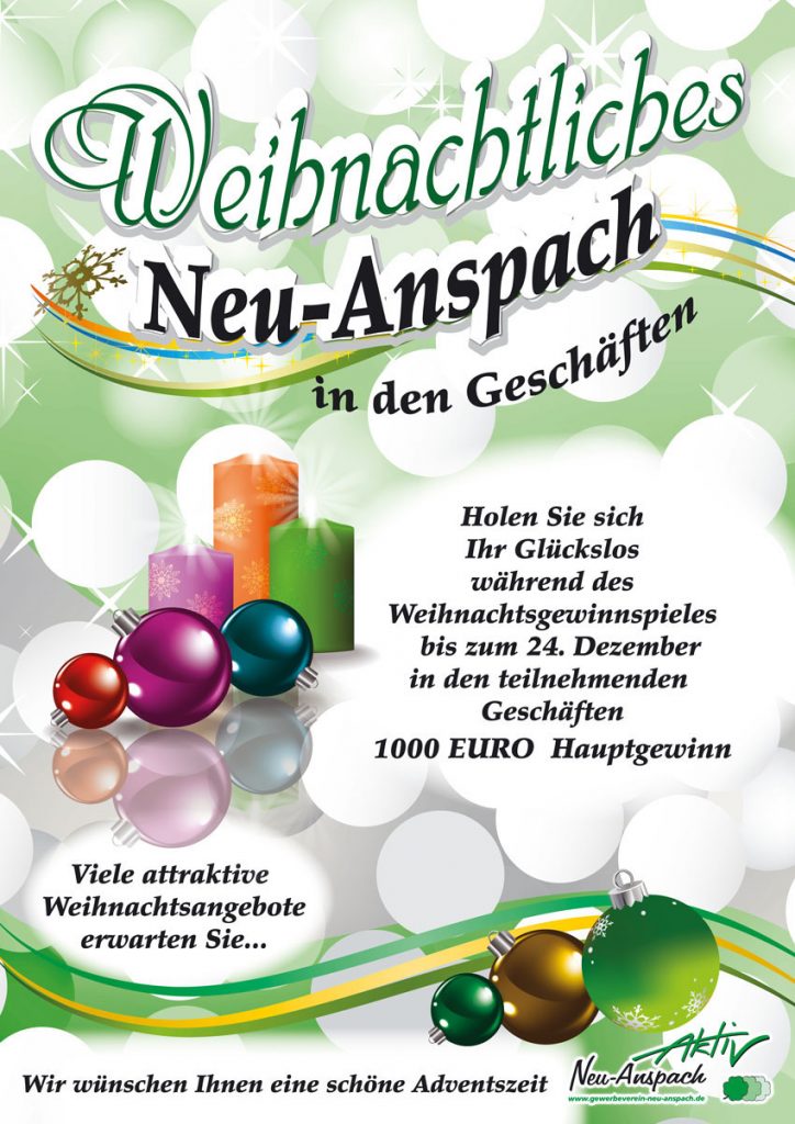 Weihnachtliches Neu-Anspach in den Geschäften mit Glückslosen und attraktiven Weihnachtsangeboten
