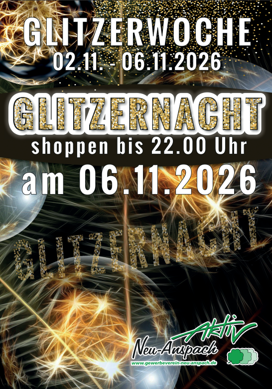 Glitzerwoche in Neu-Anspach vom 2. - 6.11.2026 mit Late-Night-Shopping am 6.11. bis 22 Uhr
